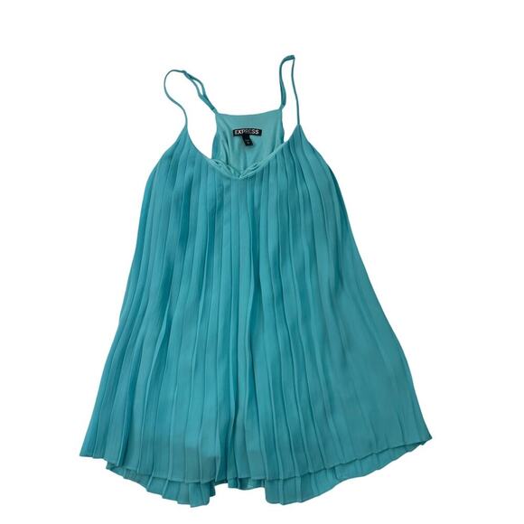 Express Size Small Aqua Pleated Tank Style Blouse Career Layering Casual - Picture 1 of 3